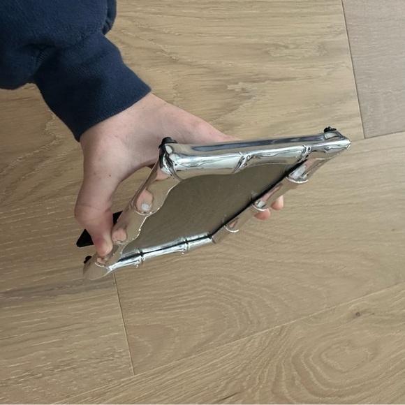 Bamboo Silver 5x7 picture frame photo stand card holder decor home VTG gift new - Picture 8 of 9